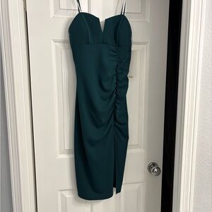 Honey and Rosie Strapless Teal Dress